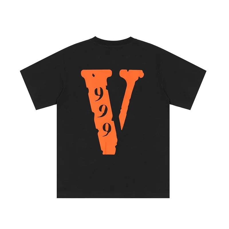 Фото Повседневная Свободная футболка Vlone 22ss из 999 хлопка с коротким рукавом и круглым вырезом №5