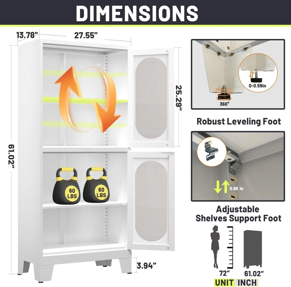Шкаф для хранения кладовой кухонный шкаф 61 дюйм с акриловыми стеклянными