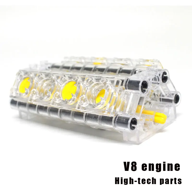 Прозрачный V8 воздушный цилиндр MOC high-tech для автомобильного двигателя аксессуары