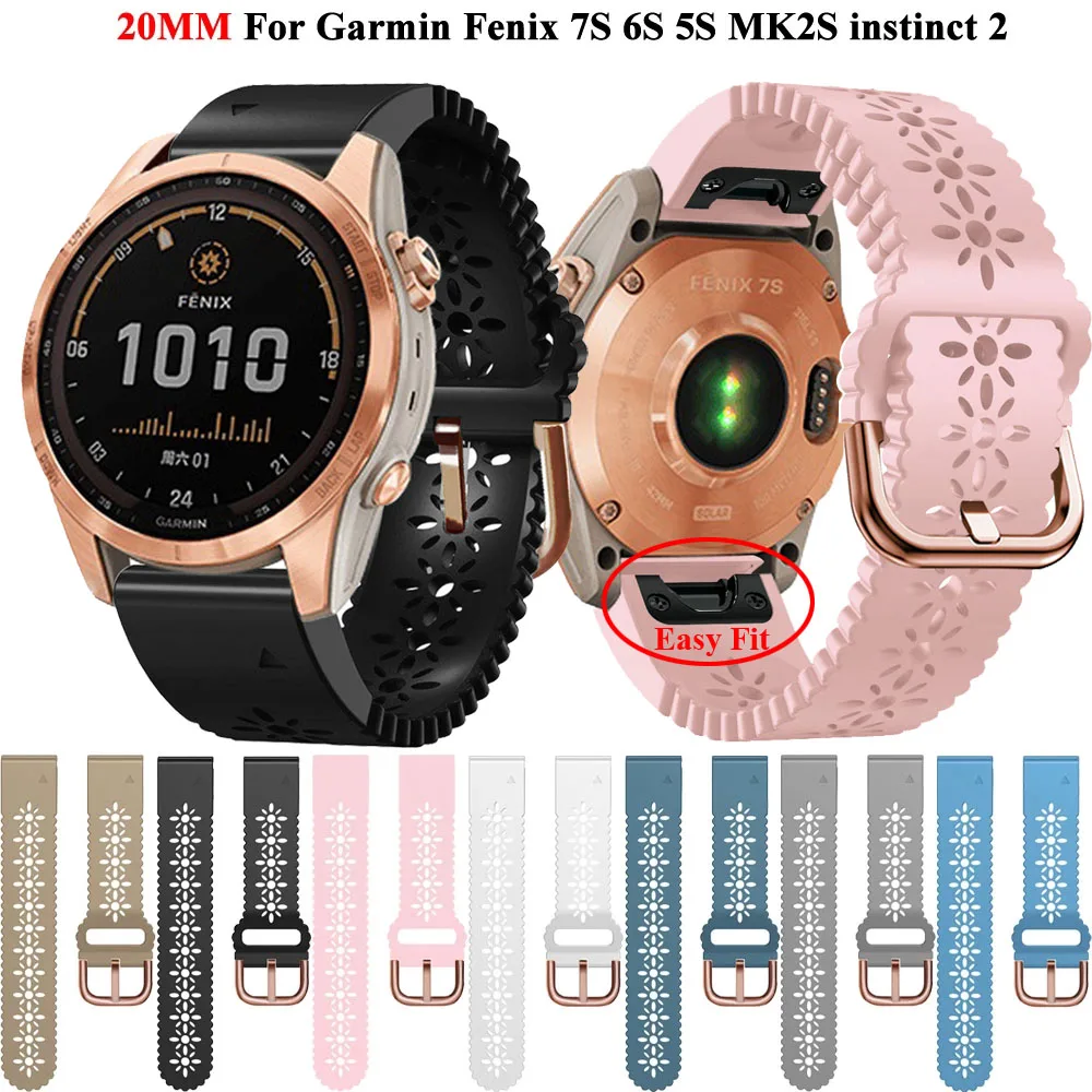 

20mm Silicone Watchband For Garmin Fenix 6s Pro 5s Plus 7s Strap Bracelet Descent Mk Instinct 2S D2 Delta S QuickFit Band Correa