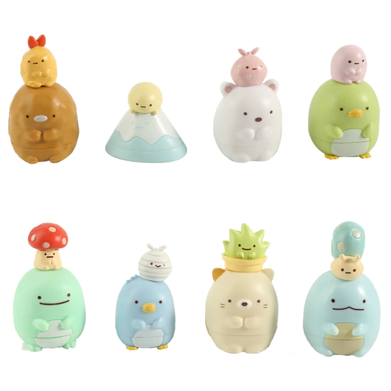 

8 Pcs/set Kawaii Japan Sumikko Gurashi Double Stamp Mini Figures Ornaments Decorative Dolls Toys