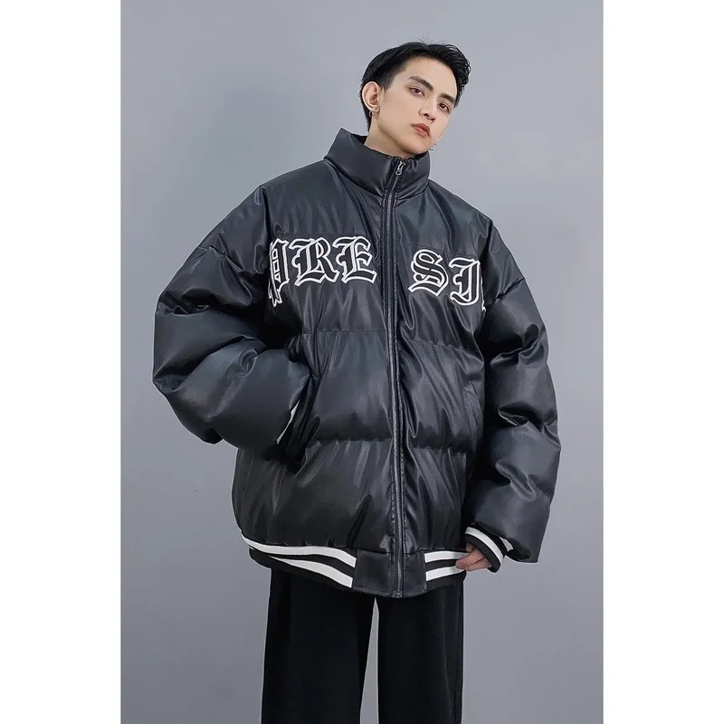 Fashion Trend Casual Long-sleeved Cardigan Solid Color Jacket Autumn and Winter New Style Plus Velvet Thick Warm Down Jacket