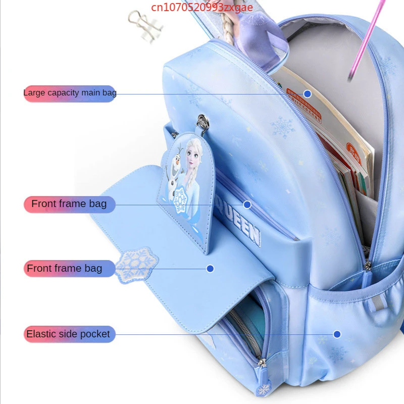 2023 New Genuine Disney Frozen Girls' School Bag, Lumbar correction Honeycomb Breathable Disney Kids School Backpack