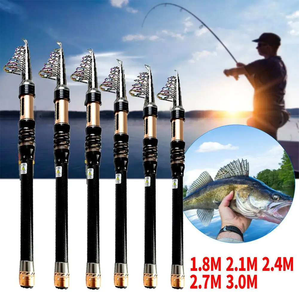 

SuperHard Travel Ultralight Carbon Fiber Telescopic Fishing Rod Fishing Tackle Carp Feeder Stream Hand Pole