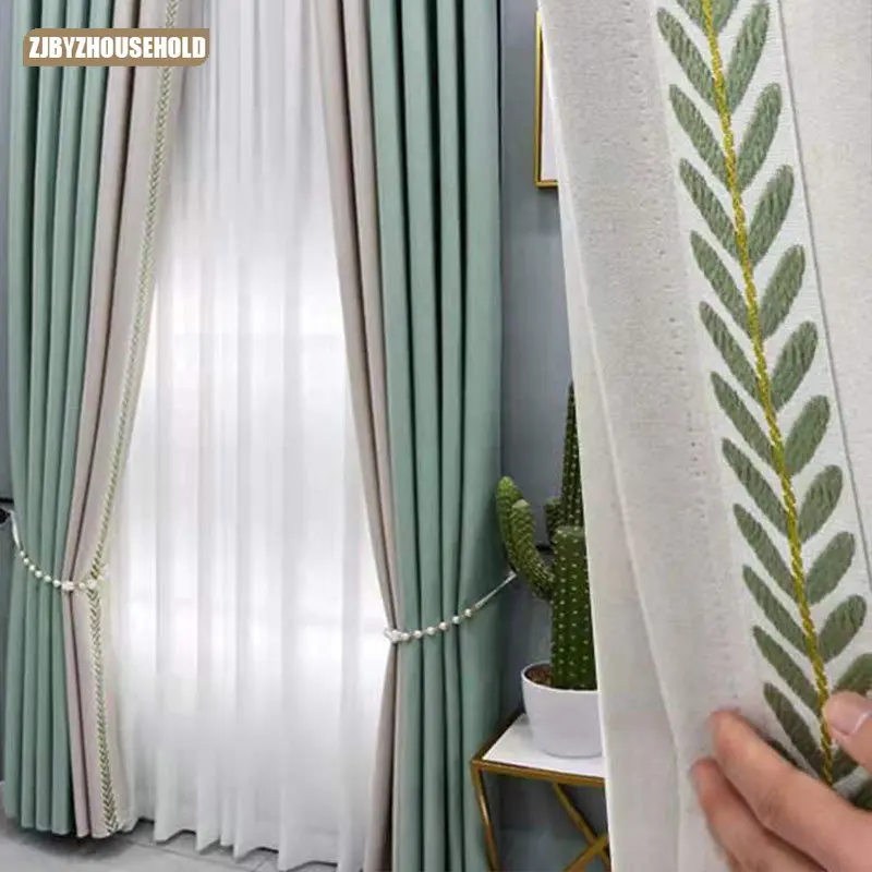 

Simple Light Luxury Nordic Style Curtains for Living Dining Room Bedroom High Blackout Curtains Small Fresh American Style
