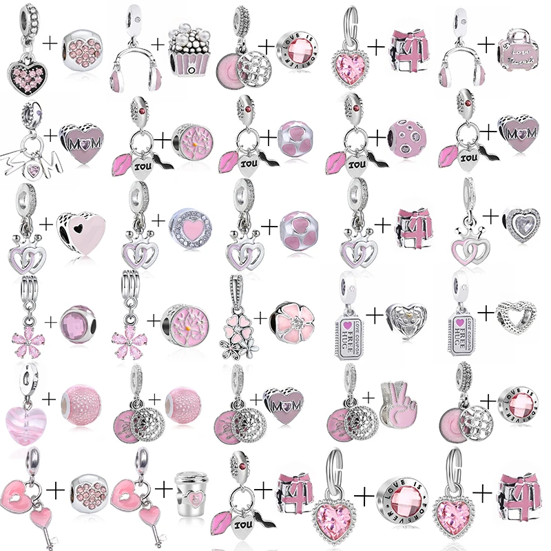 

2 шт./лот серебряные бусины серии Love Heart подходят для самодельных брендовых браслетов и ожерелий для женщин, изготовление ювелирных изделий, ...