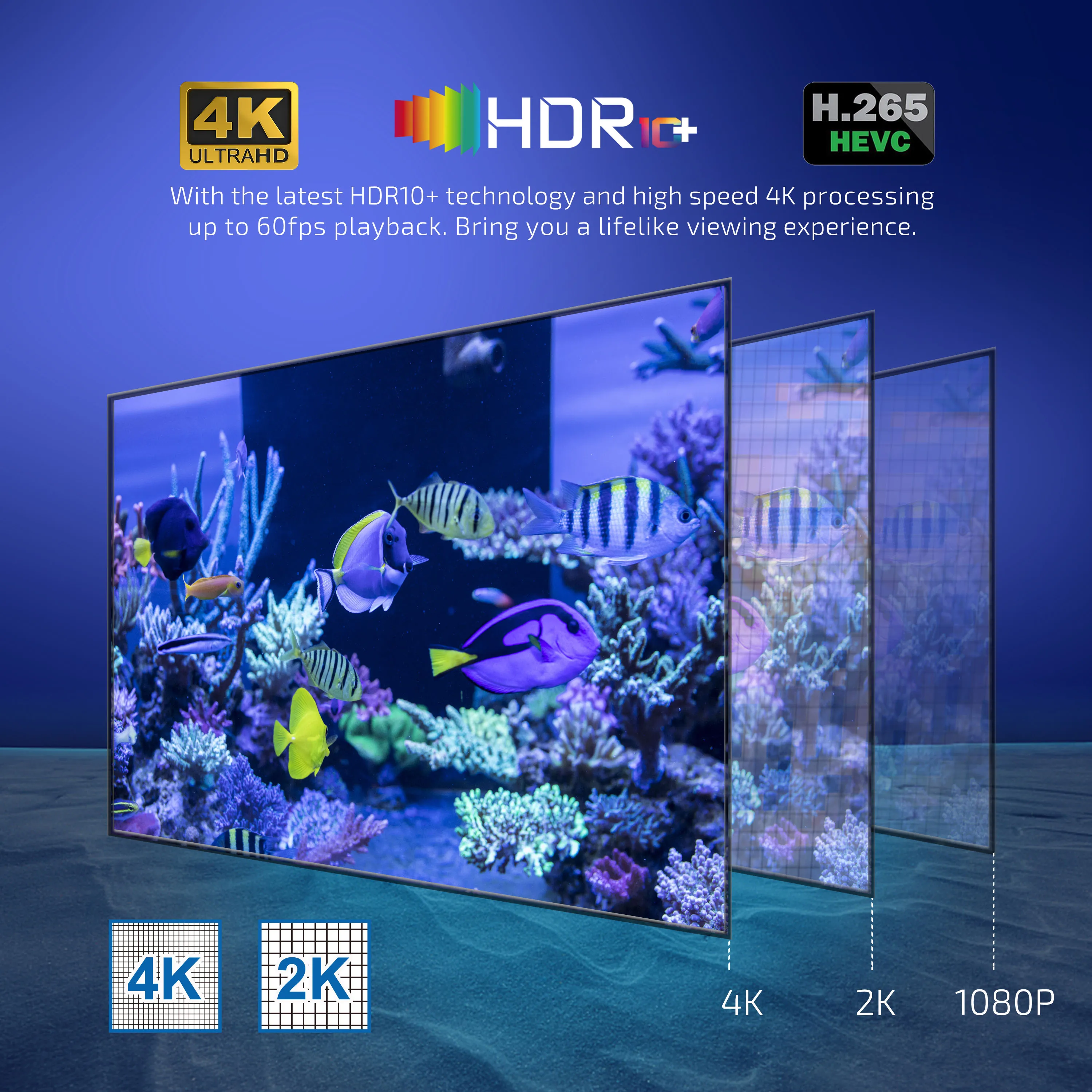 Фото ТВ-приставка TV98 ATV Smart TV Box с процессором Allwinner H313, 16 ГБ памяти, Android 13.0, двухдиапазонным Wi-Fi 2.4G и 5G, Bluetooth 5.0, поддержкой 4K и 8K HDR, медиаплеер с голосовым пультом дистанционного управления. №4