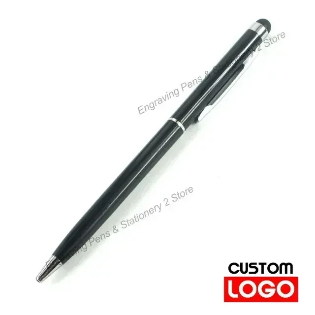 

100 шт. 13-цветный металлический стилус 2-в-1, универсальная шариковая ручка с индивидуальным логотипом, офисная школьная рекламная ручка, гравировка текста, оптовая продажа