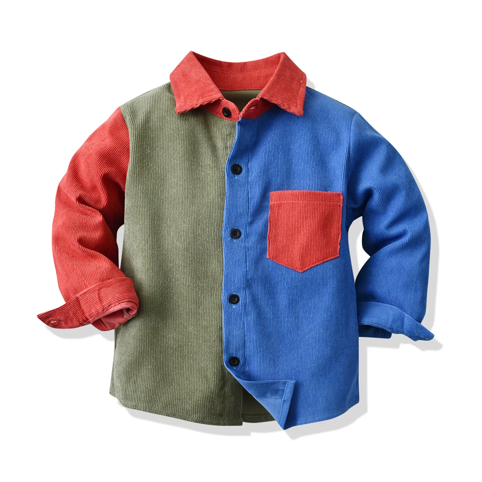 

Workout Toddler Boys Long Sleeve Winter Shirt Tops Coat Outwear For Babys Clothes Patchwork Colours Blue Red Green Size 2t Tops