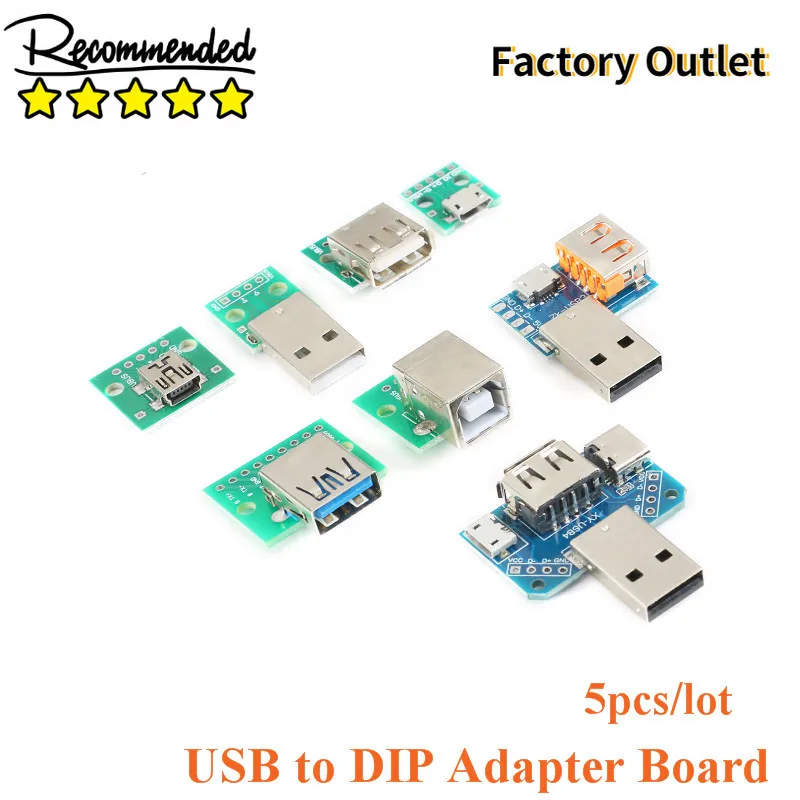 

5 шт., USB-адаптер для DIP-адаптера, Micro/Mini/USB, 2,0/3,0/