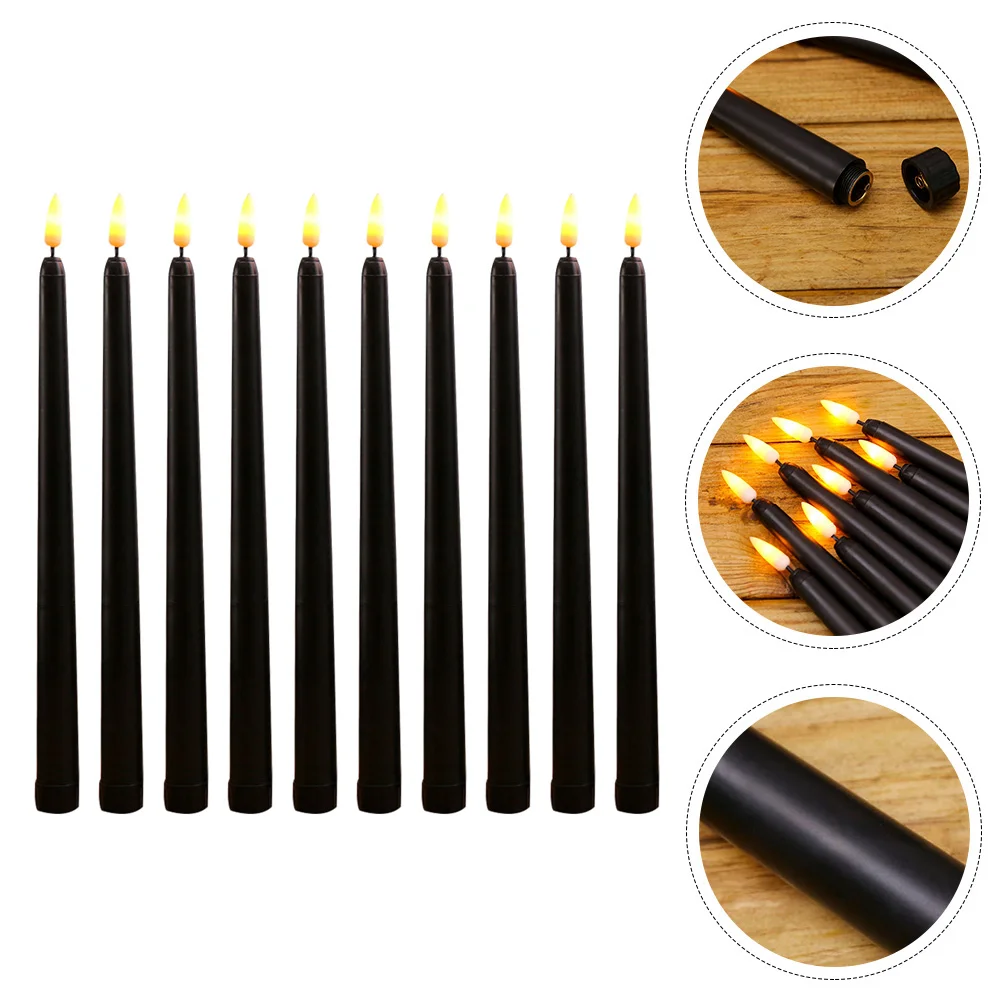 

10 Pcs Electronic Light Halloween Lights Decor Scary Props Plastic LED Wax Candles