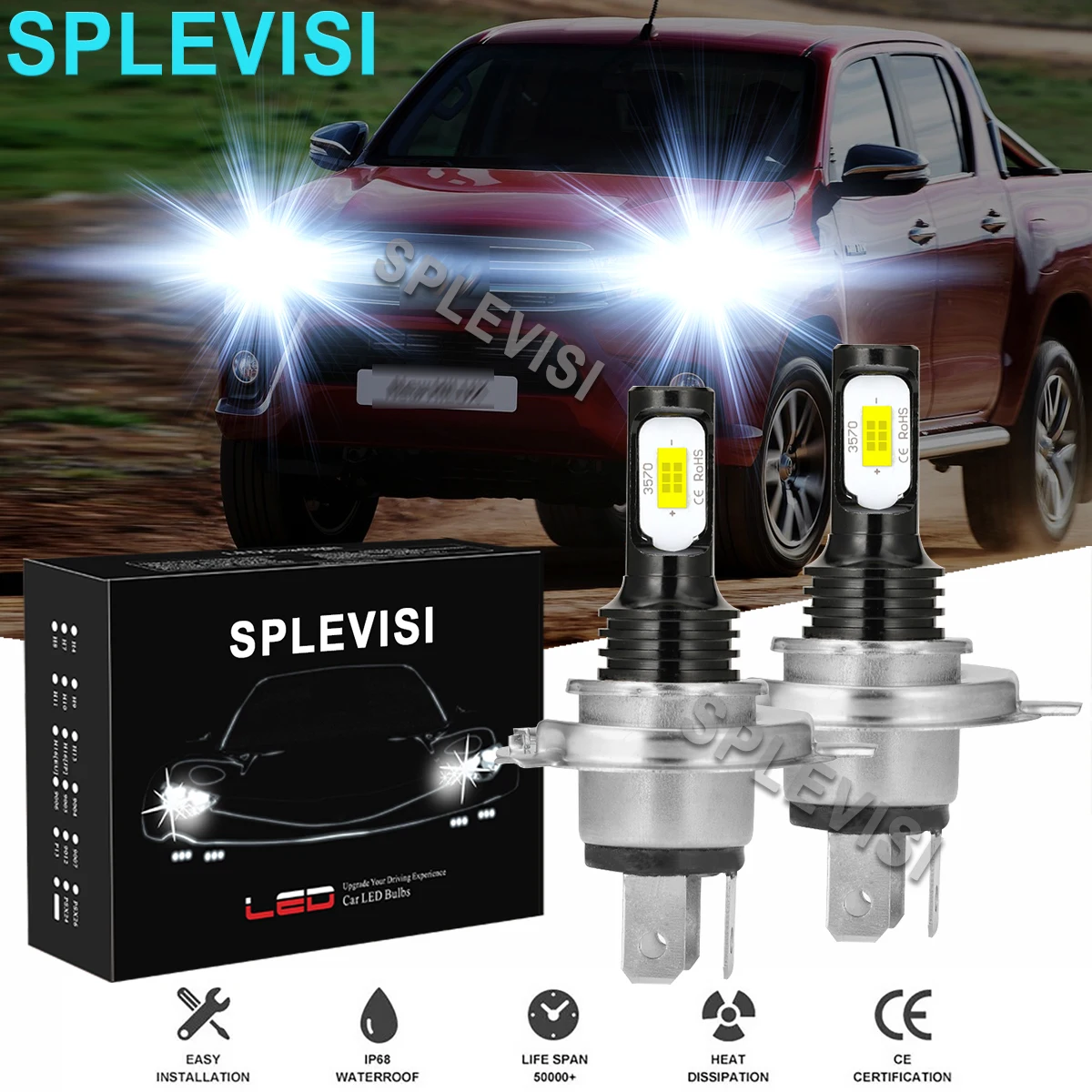 

2PCS White LED Headlight Bulbs 6000K For Toyota Hilux 1995-2016 Mini One Cooper R56 2006-2013 NISSAN LEAF 2010 2011 2012-2017