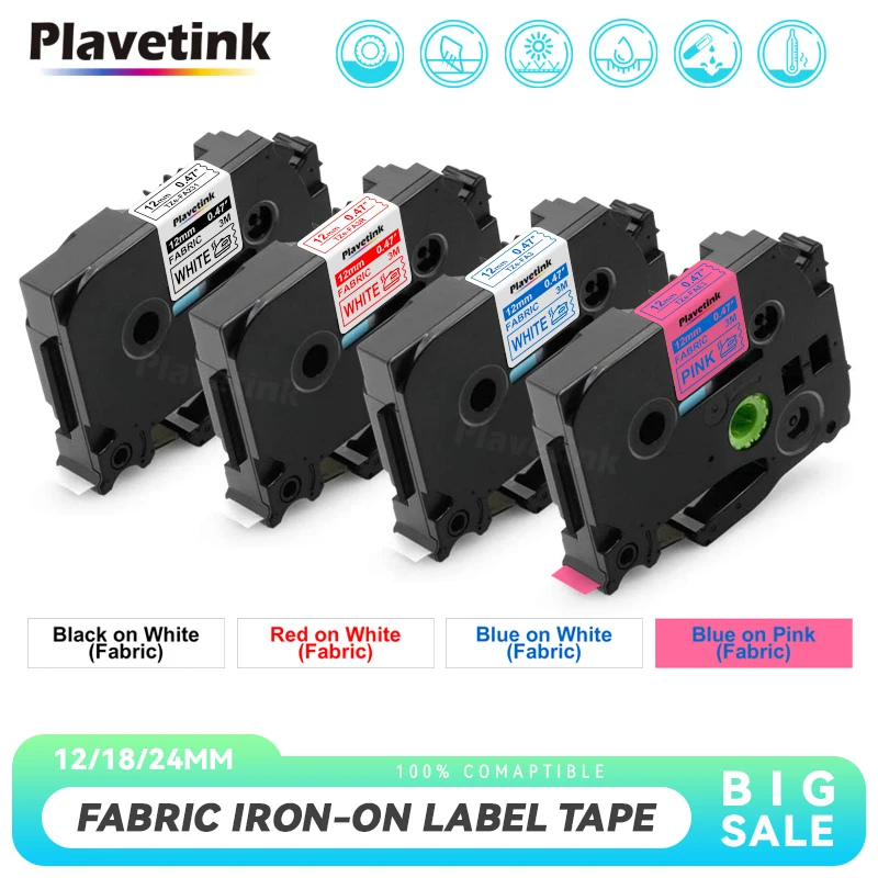 PLAVETINK 12/18/24 мм TZe-ткань-лента TZ-FA3 TZeFA231 TZ-FA3R TZFA241 TZFA4 TZFA4R железная тканевая этикетка