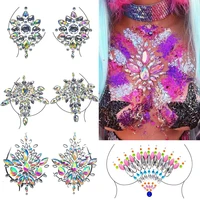 2022 new sexy chest crystal resin drill tattoo sticker bar music festival rhinestone tattoo stickers carnival party chest decor
