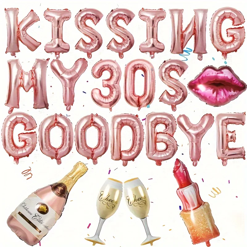 Фото Набор воздушных шаров «Kiss My 20s» из алюминиевой пленки, цвет розовое золото №5