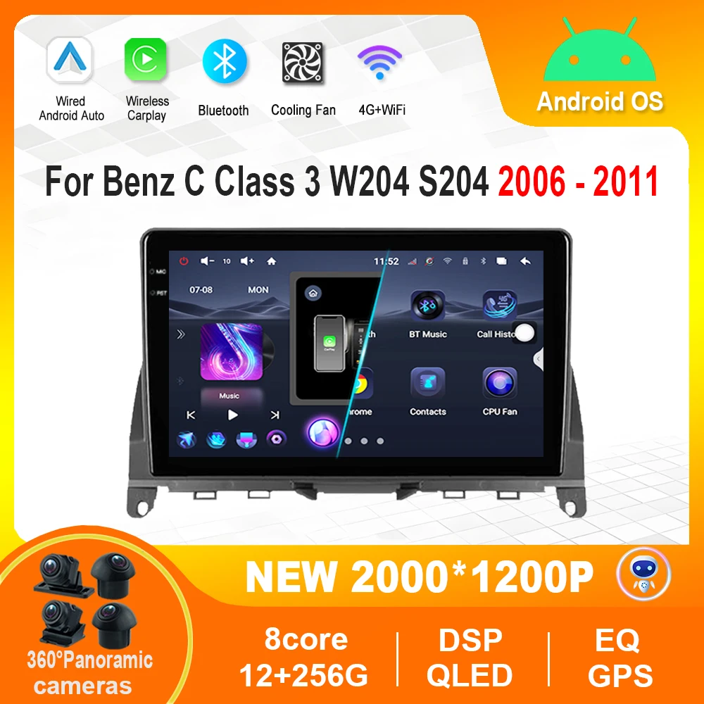 Автомобильный мультимедийный радио-видеоплеер с ОС Android для Mercedes Benz C Class 3 W204 S204