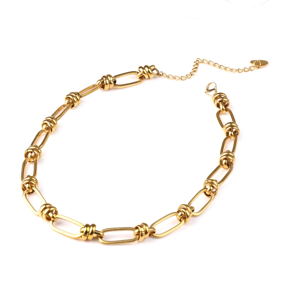 

Classical Chain Stainless Steel Necklace Geometric Oval Gold Color Width Fashion Women Men Jewelry Gifts