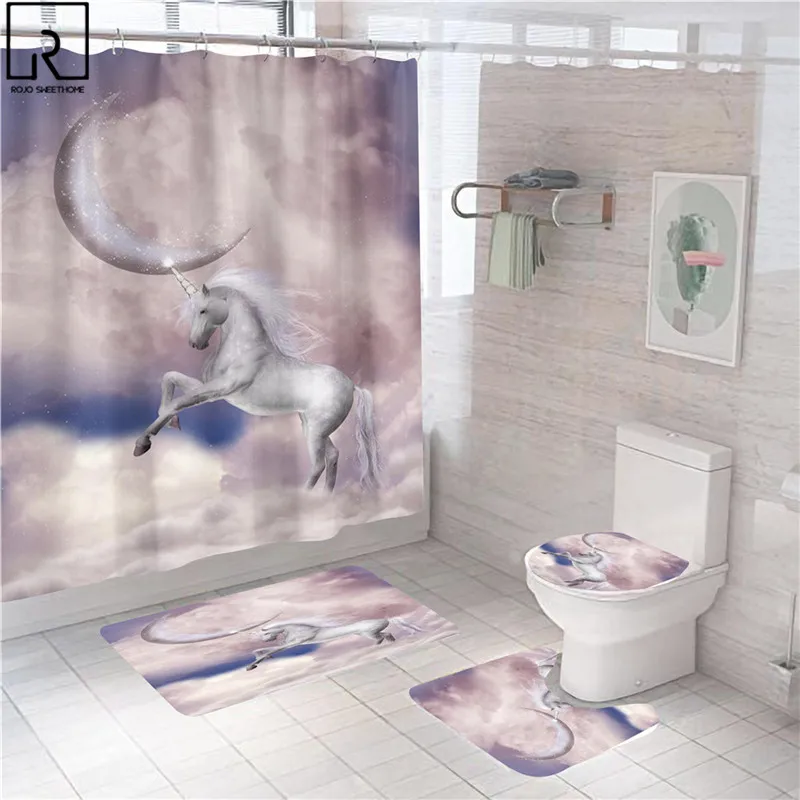 Забавная душевая занавеска с принтом кота интересная для ванной животными