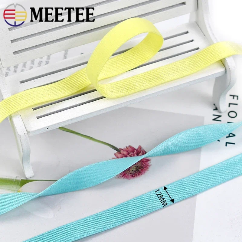 Фото 2/5 м Meetee 12 мм цветная эластичная лента для шитья нижнего белья, бюстгальтер, плечевой ремень, резиновая лента, эластичная лента для одежды, аксессуары «сделай сам» №3