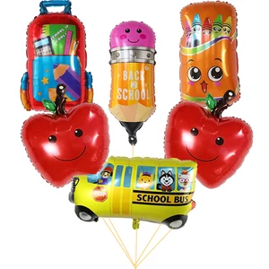 6Pcs Back To School Balloon Set Welcome Back Pencil Eraser Bag Globo School Start To Kindergarten En in India