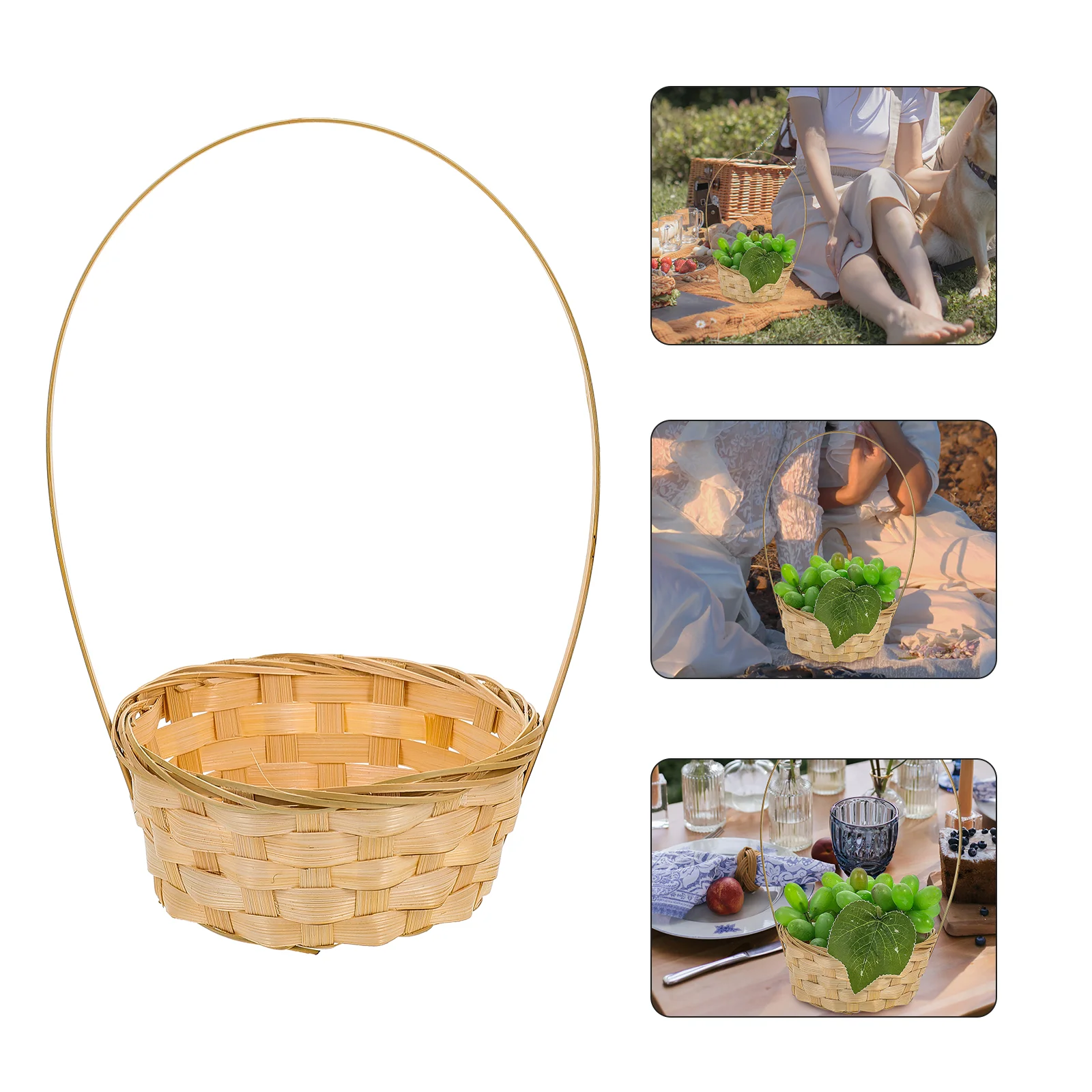 

Basket Flower Wicker Baskets Wedding Rattan Storage Picnic Woven Girlbreadsundries Hamper Fruit Gift Serving Tray Candy Vintage
