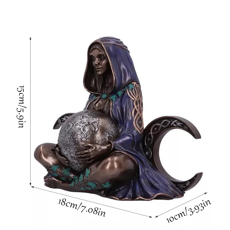 P-jsmen Mother Earth Goddess Statue Gaia Statue Halloween Millennial Gaia Figurine Handmade Resin Sculpture Ornament Home Decor