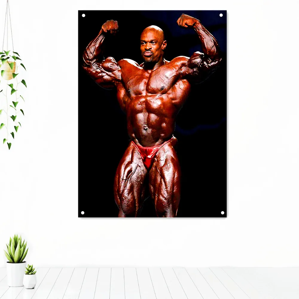 

Man Muscular Body Workout Banner Wall Hanging Inspirational Poster Tapestry 4 Grommets Custom Flag Stadium Gym Wall Decoration 2