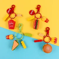 new french fries burger keychain creative resin sandwich backpack pendant keychain cute jewelry student accessory gift wholesale