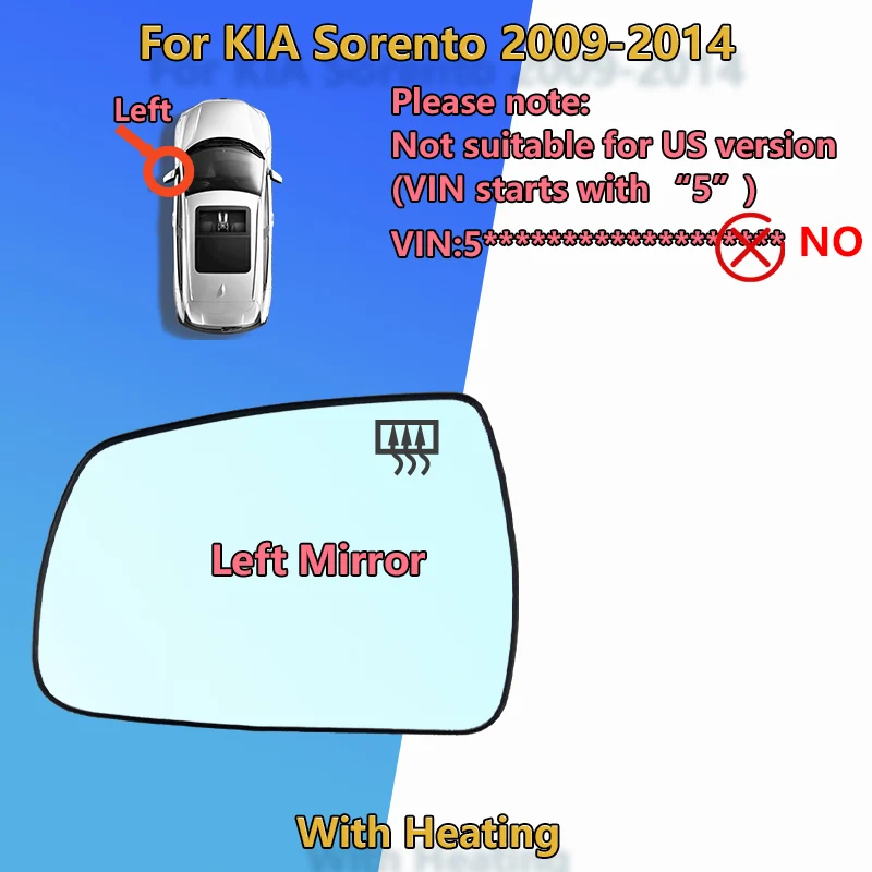 

Для KIA Sorento 2009 2010 2011 2012 2013 2014 стекло зеркала заднего вида с подогревом/L 87611-2P000 R 87621-2P000/объектив зеркала заднего вида
