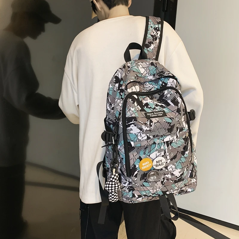 

Нейлоновая сумка для мужчин и женщин, Модный ранец для ноутбука в стиле Харадзюку, школьный портфель для девочек и мальчиков с принтом граффити