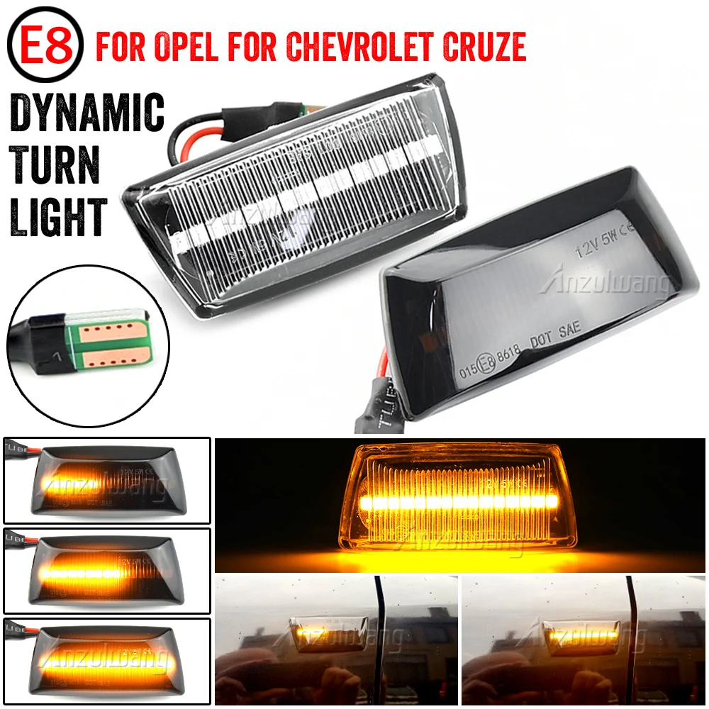 

2pcs For Opel Insignia Astra H Zafira B Corsa D For Chevrolet Cruze LED Dynamic Side Marker Light Repeater Indicator Light