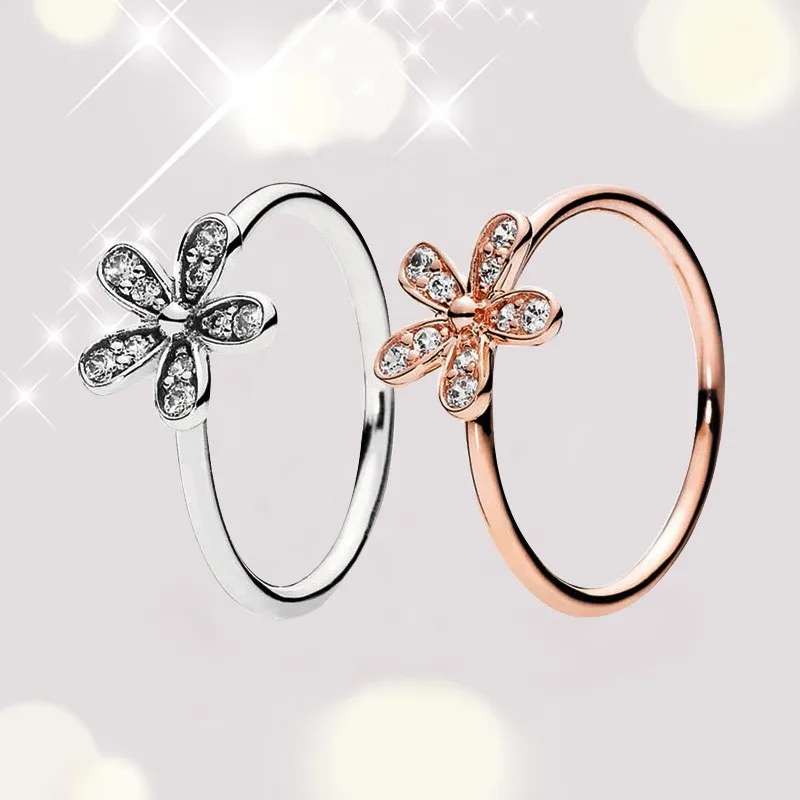 

Authentic 925 Sterling Silver Sparkle Cz Daisy Ring Flower Ring For Women's Engagement Jewelry Anniversary