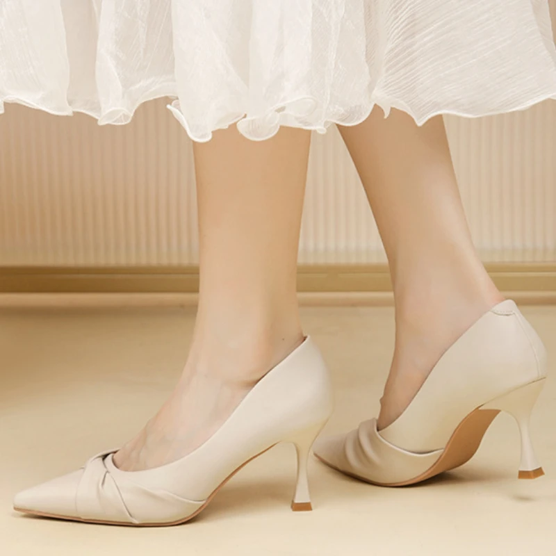 

туфли на толстом каблуке лодочки на шпильке туфли свадебные женские туфли Элегантные женские туфли на высоком каблуке, весенне-осенние модные однотонные туфли с острым носком, яркие внешние туфли-лодочки для женщин
