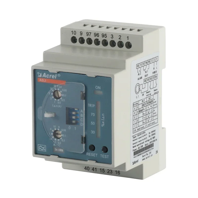 Фото Реле защиты от утечки тока Acrel ASJ10-LD1A серии ASJ, реле контроля тока утечки в землю, реле защиты от утечки тока при обрыве заземления №4