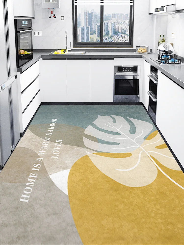 

Kitchen floor mat anti-skid, oil-proof, waterproof foot mat, dirt resistant carpet, wipe, wash free, cut and clean PVC whole