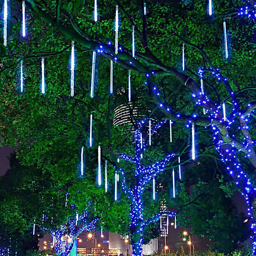 

Led Rain Drop Light Led Meteor Shower Light Outdoor 8Tubes Icicle Snow Falling Light for Xmas Holiday Garden Tree Decor