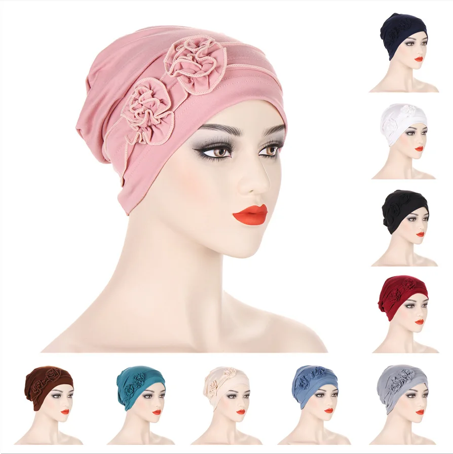 

Мусульманский цветок, Женский тюрбан, шляпа, головная повязка, хиджаб, головная повязка, основополагающая женская зимняя шапочка, женский головной убор для выпадения волос