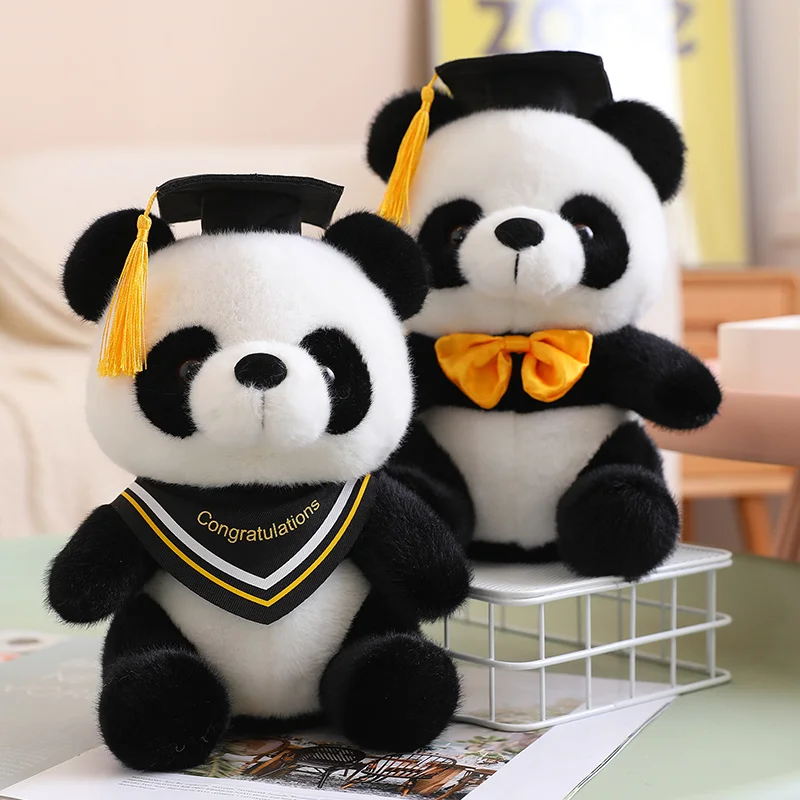 

1pc 26cm Cute Doctor Panda Plush Toys Kawaii Panda Bears with Doctorial Hat Plushie Doll Stuffed Animal Toy Kids Graduation Gift