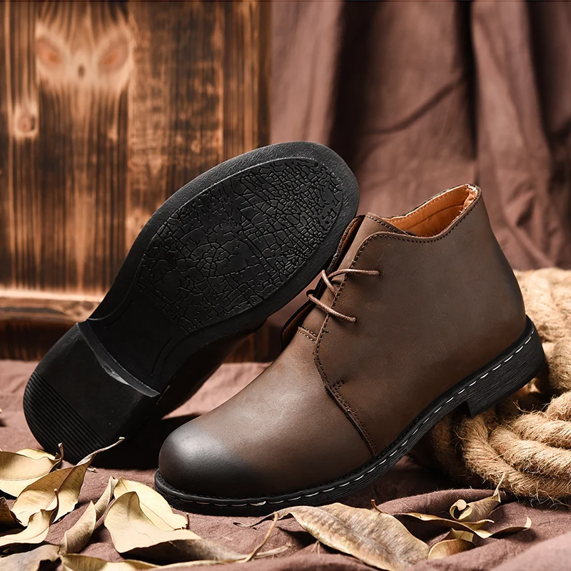 

New high-end leather men's martin boots, fashion Zhongbang plus size martin shoes, outdoor tooling pure handmade men's shoes