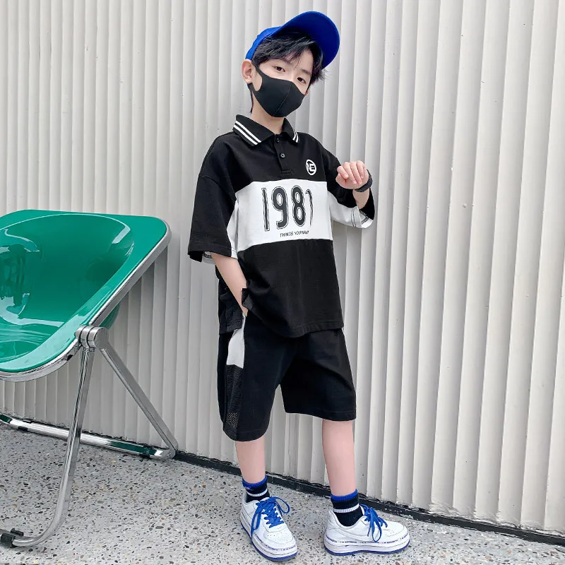 

Boys Polo Shirt Short Sleeve Set New Boys Summer Fashion Children's Wear Handsome Fashionable Children's Summer Thin