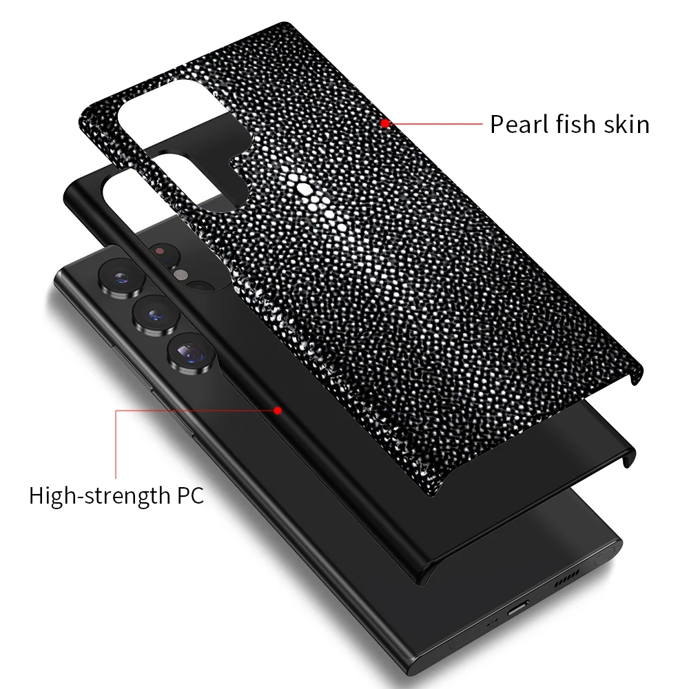 Genuine Stingray Leather Case for Samsung galaxy S21 S22 S23 Ultra S20 FE S9 S10 Plus Note 20 10 A54 A34 A53 5G A52S A71 A51 A52