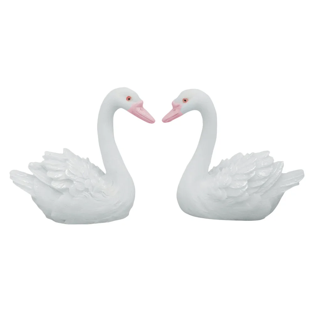 

Swan Figurines Animal Figurine Decor Resin Wedding Couple Miniature Home Model Ornament Statue Figures Decorations Statues Cake