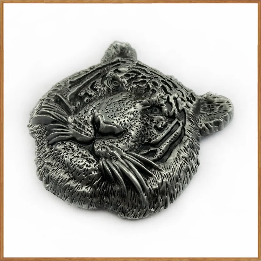 Wholesale Zinc Alloy retro western Tiger head Belt Buckle with pewter finish Luxurious jeans gift belt buckle for 4cm width |