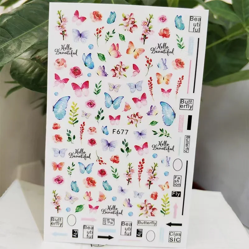

New Butterfly Gel Nail Stickers 3D Cartoon Series Nail Art DlY Nail Decoration Press On Nails Stitch Water Sticker Nail Supplies