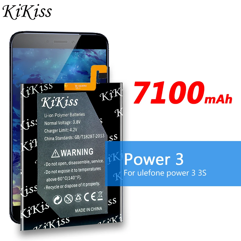 

Аккумулятор KiKiss 100% мАч для Ulefone Power 3 3S, 7100