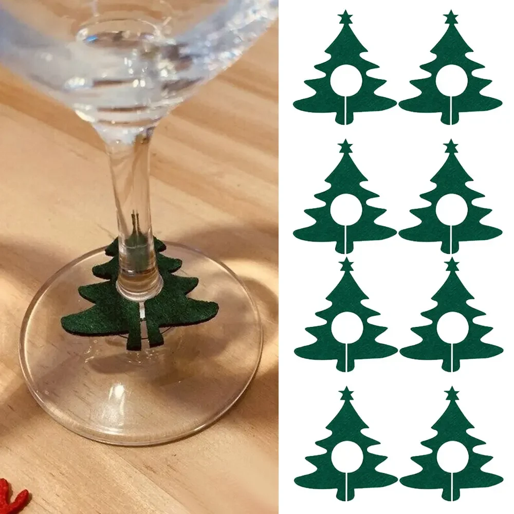 10 шт. рождественские фетровые стаканы для вина кольцо открыток украшение стола