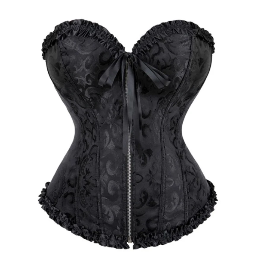 

Corset Top Plus Size Women Bustier Overbust Sexy Lace Up Zipper Floral Vintage Gothic Lingerie Bustiers And Corsets Black Red