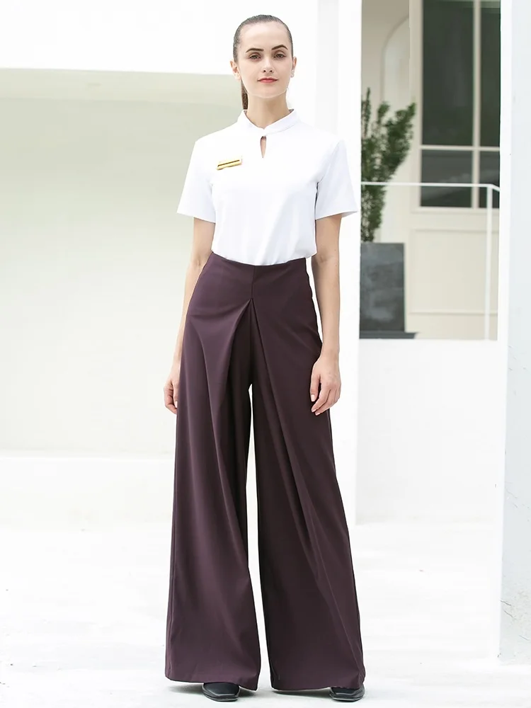 

2023 New Fashion Workwear Beauty Salon Working Clothes Women's Comfortable Top and Purple Pants Set SPA Uniforms