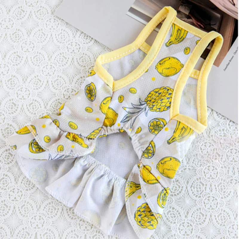 Летнее платье для маленьких собак и кошек Милая юбка на бретельках с принтом