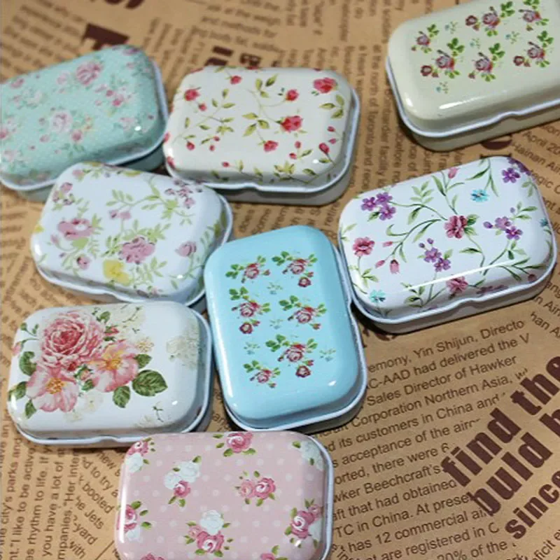 

Cute Small Size Metal Storage Box Mini Tin Jewelry Storage Box Zakka Girl Favor Household Lovely Iron Box